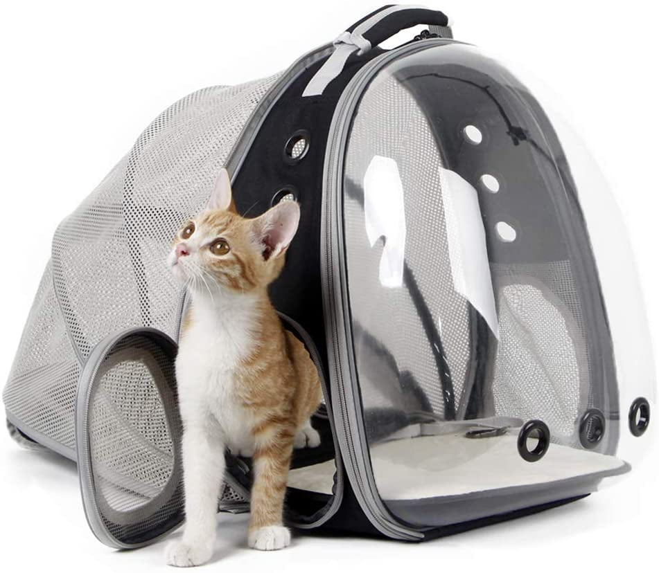 🐱🚀 Back‑Expandable Cat Backpack Carrier — Space Capsule Bubble Window (Up to 12 lbs)