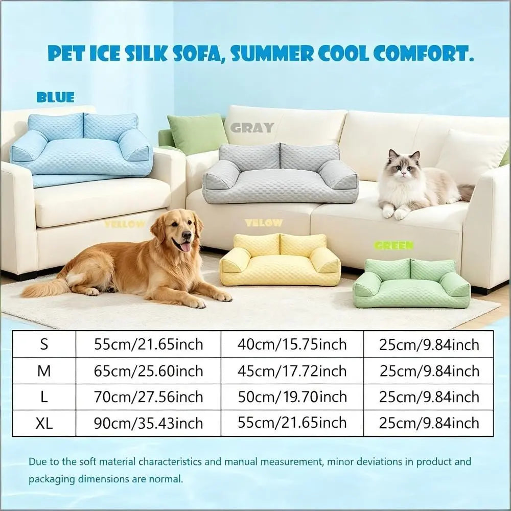 Luxurious Cooling Sofa for Dogs & Cats - Ice Bean Fabric with Soothing Massage Beads for Ultimate Comfort! Perfect for Small to Medium Pets!