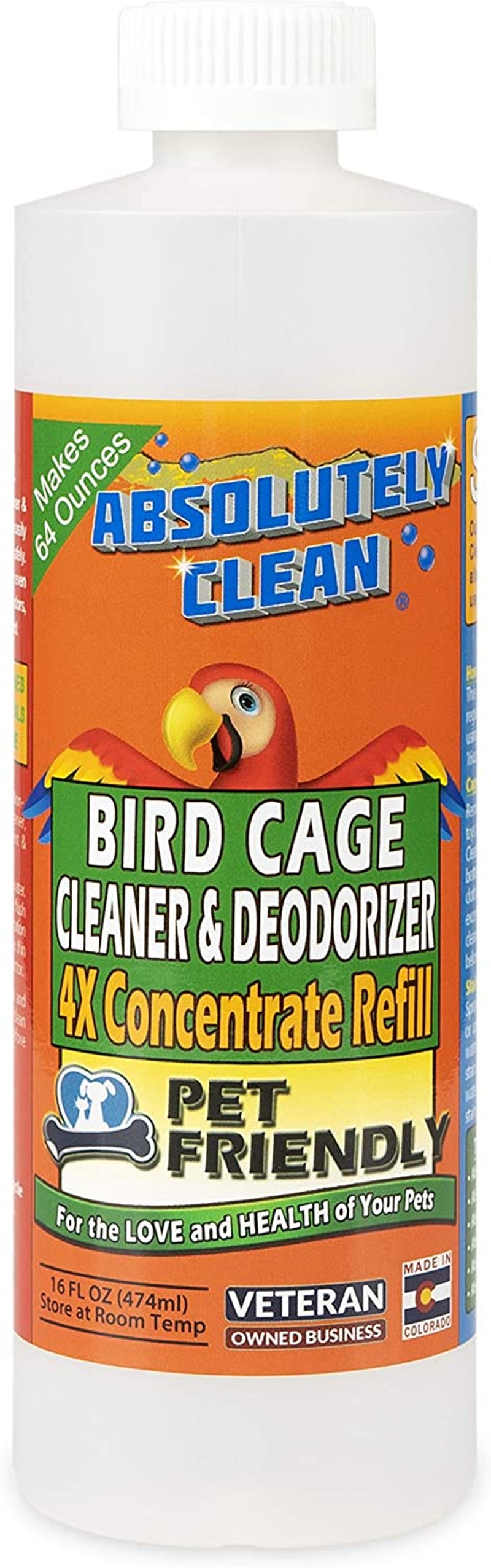 Absolutely Clean Bird Cage Cleaner 🐦✨ Enzyme Poop Remover & Odor Eliminator 16oz