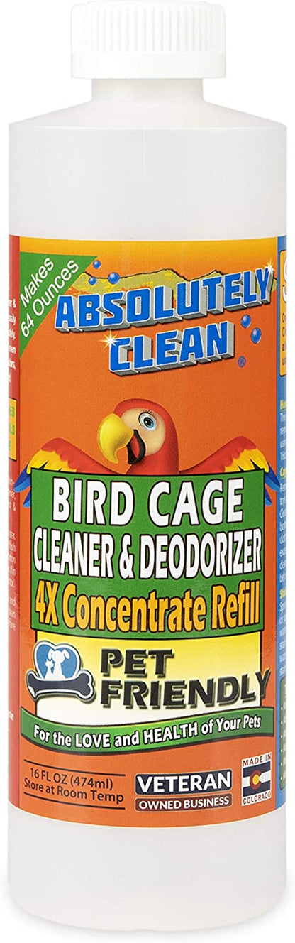 Absolutely Clean Bird Cage Cleaner 🐦✨ Enzyme Poop Remover & Odor Eliminator 16oz