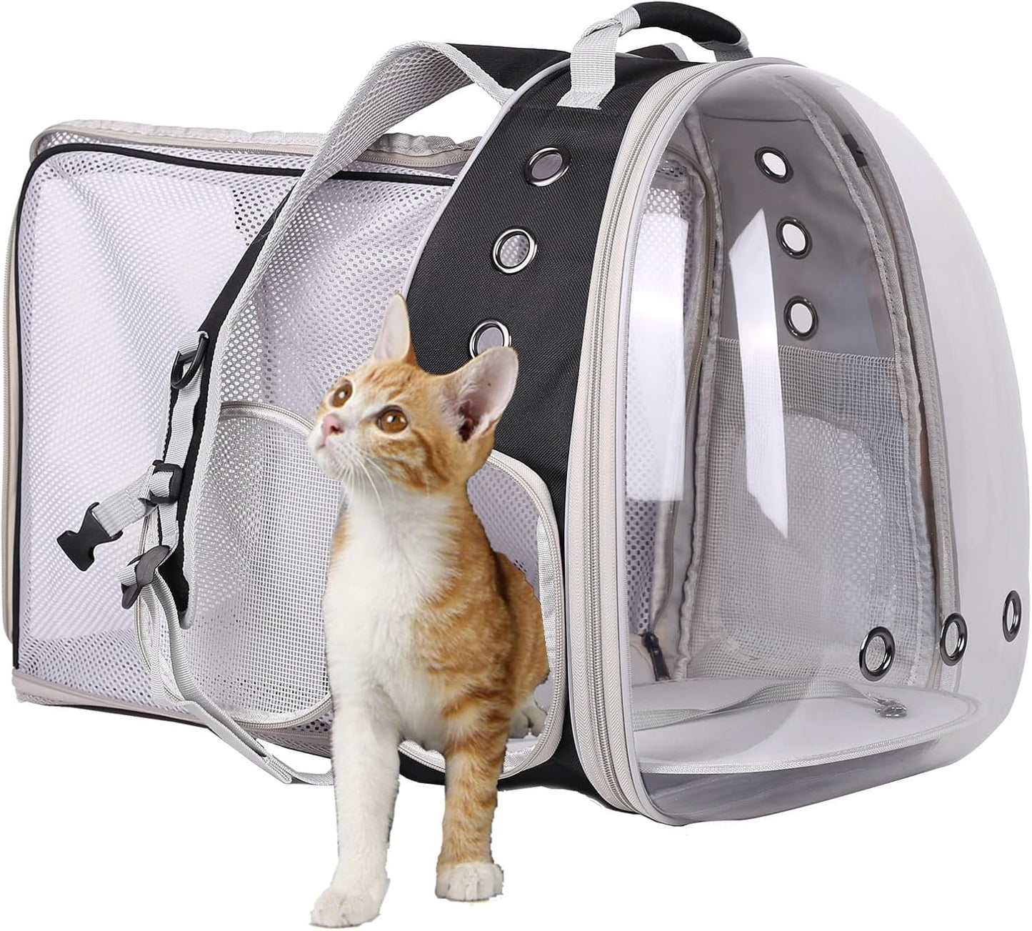 🐱🚀 Back‑Expandable Cat Backpack Carrier — Space Capsule Bubble Window (Up to 12 lbs)