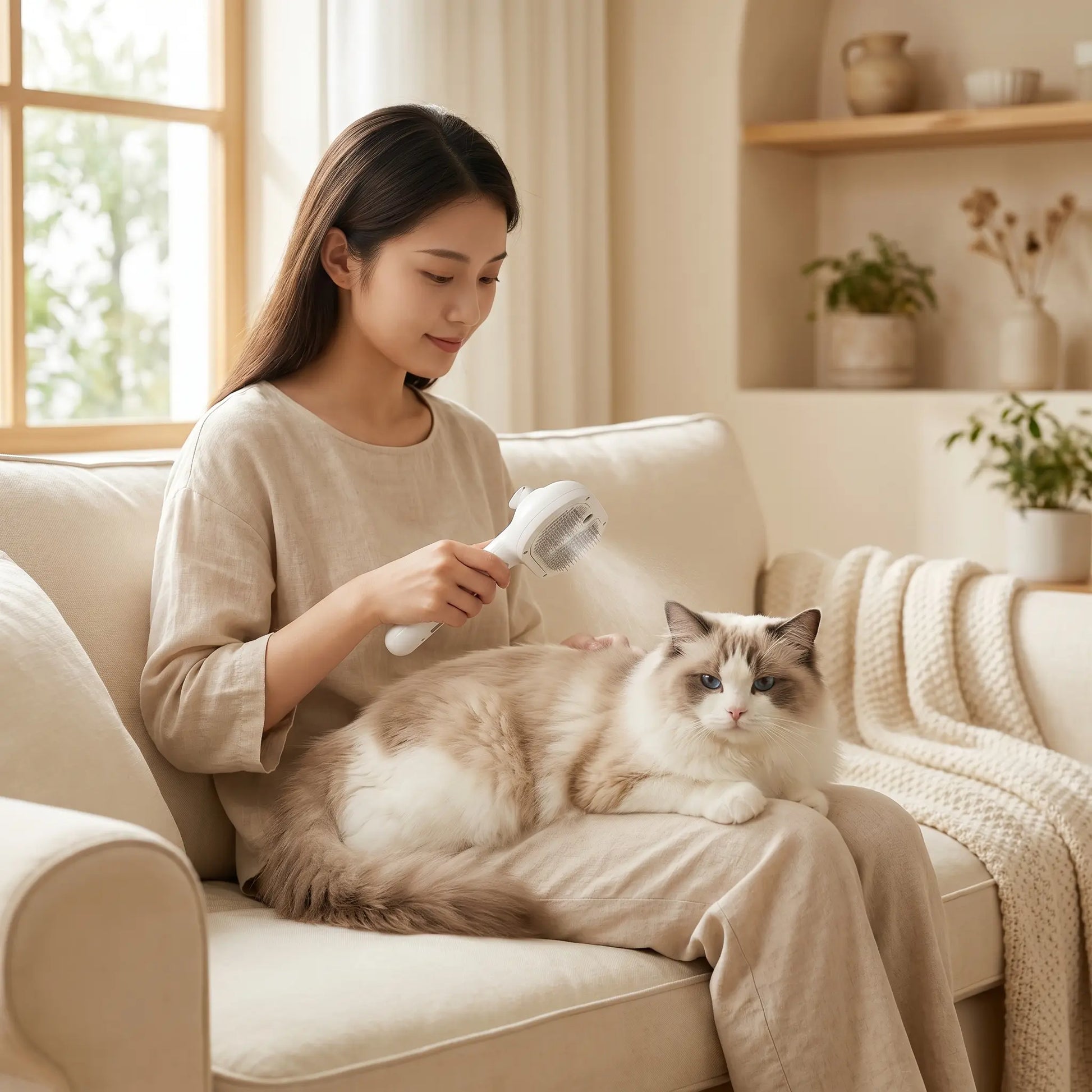 CATMUSE 3-in-1 Self-Cleaning Steam Deshedding Brush - Ultimate Grooming & Massage Tool for Cats & Dogs of All Coat Types