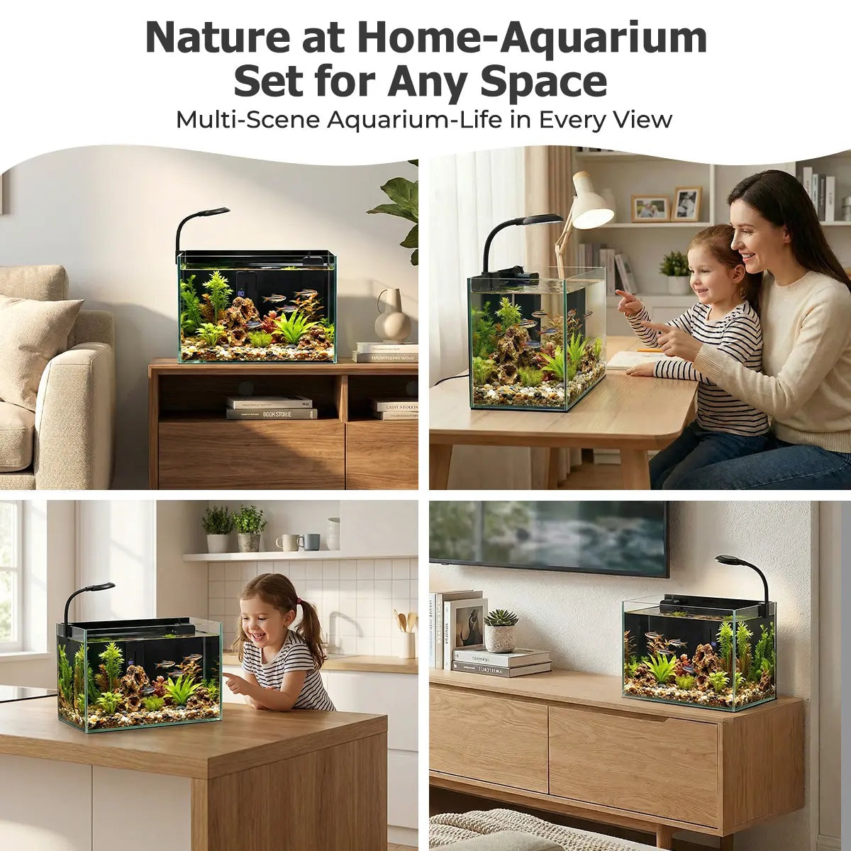 PAWGIANT 2.5 Gallon Nano Nature Aquarium Kit - Ultra-Clear Rimless Desktop Tank with Smart Temp Control, Light & Silent Multi-Layer Filter for Betta Fish