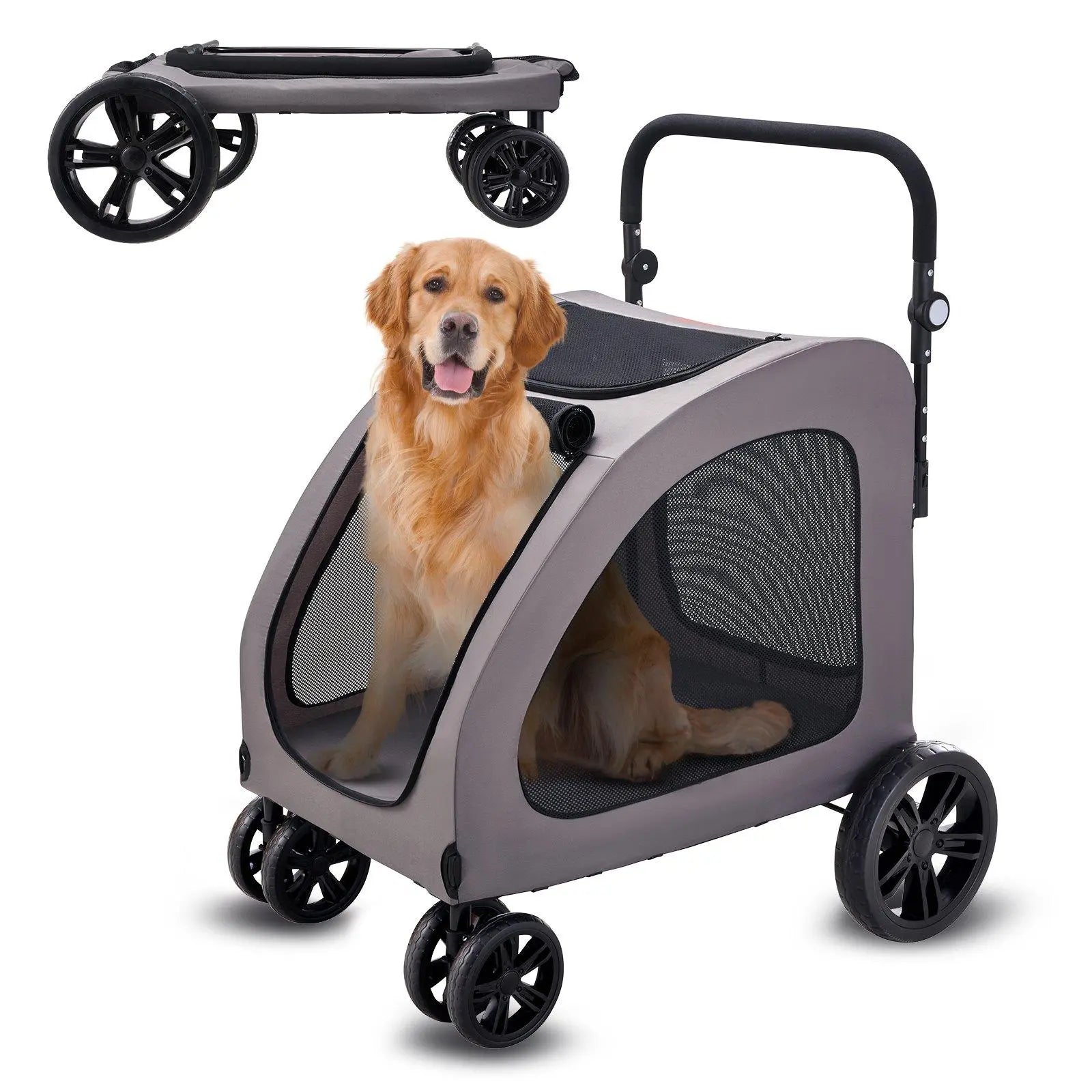 Ultimate Comfort Pet Stroller - 4-Wheel Carrier for Dogs Up to 160 lbs, Perfect for Any Adventure!