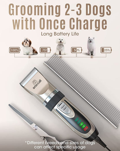 Oneisall Cordless Dog Grooming Clippers 🐾✨ Quiet, Sharp, Waterproof Trimmer Kit