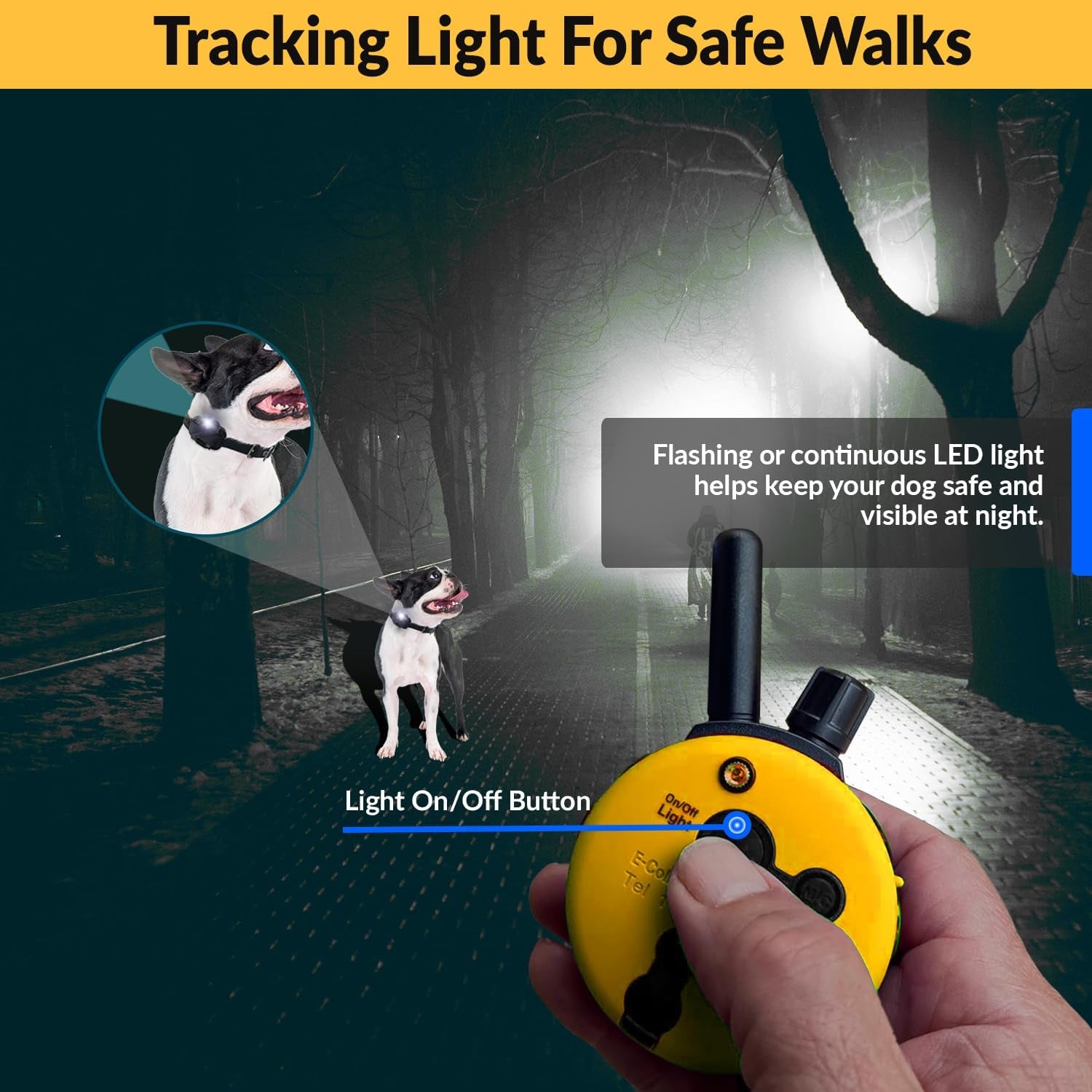 Humane E-Collar ET-402 Dog Training Collar for 2 Dogs - Yellow, Remote Controlled, 100 Safe Stimulation Levels, Waterproof & Rechargeable, 3/4 Mile Range