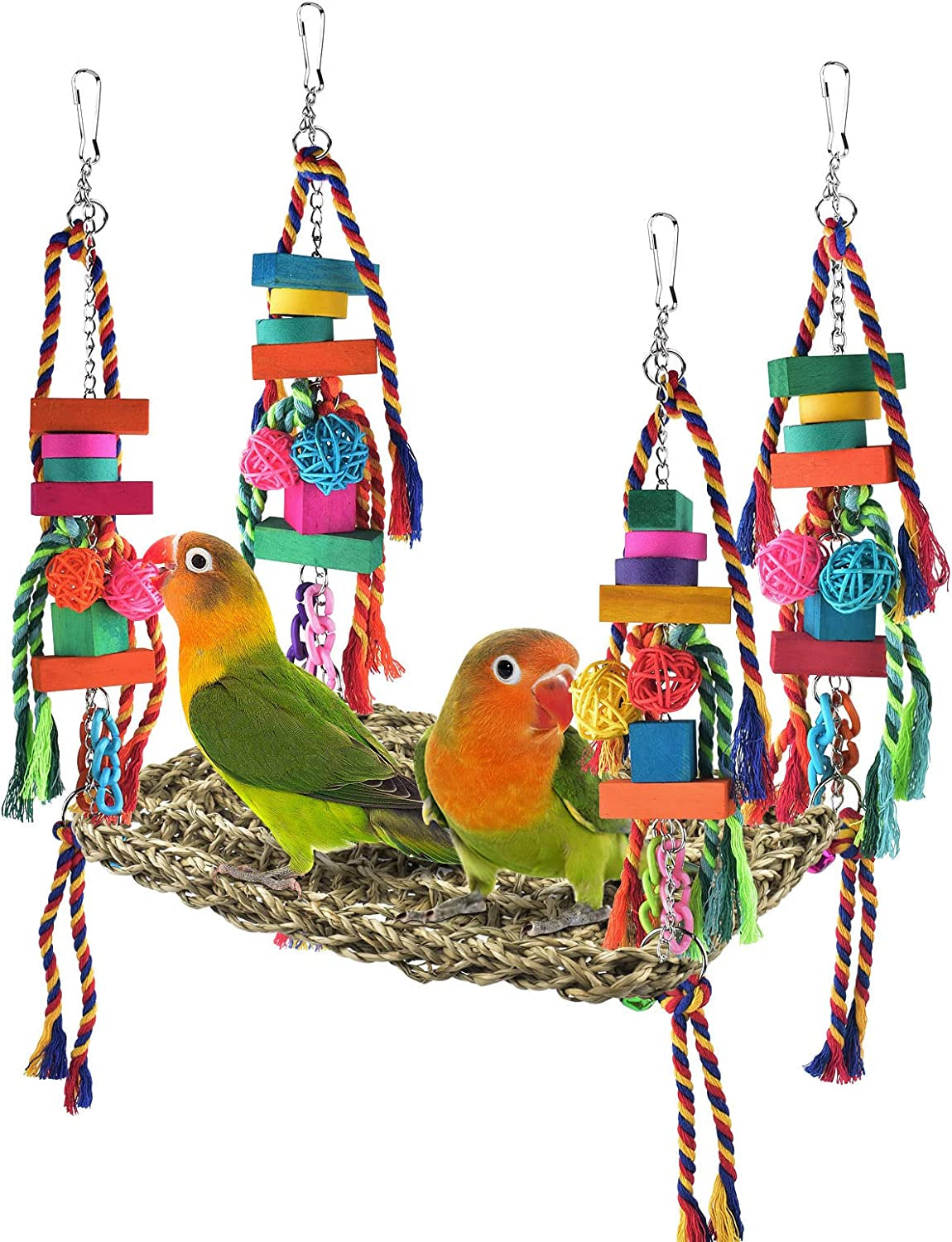 🦜 Bird Grass Swing Mat & Climbing Hammock Toy for Conures, Parakeets, Budgies 🪶