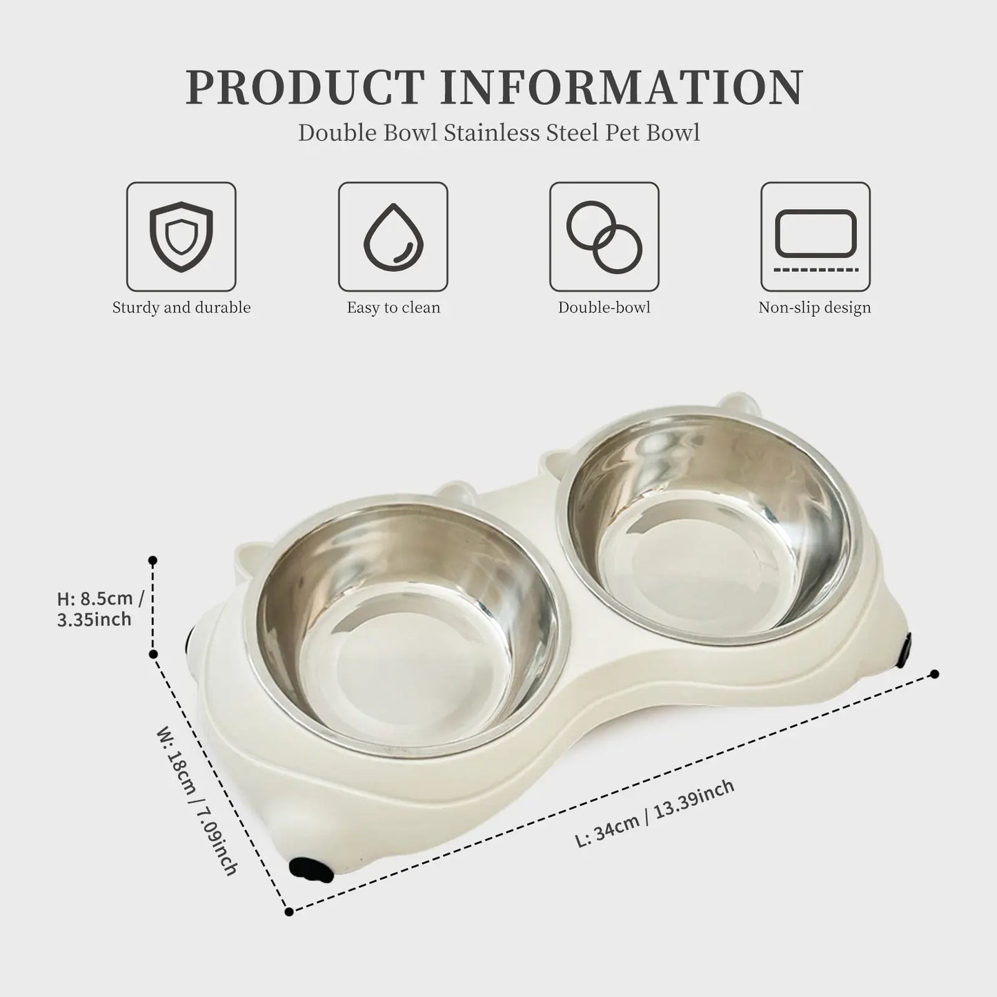 Stylish Double Stainless Steel Pet Bowl Set with Non-Slip Base – Ideal Feeding Station for Cats & Small Dogs, Easy-Clean Removable Bowls in Trendy Colors!