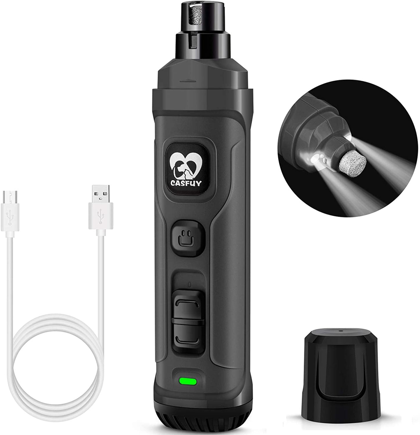 🐾✨ Dog Nail Grinder with 2 LED Lights — Quiet, Powerful, Painless Grooming for Dogs & Cats