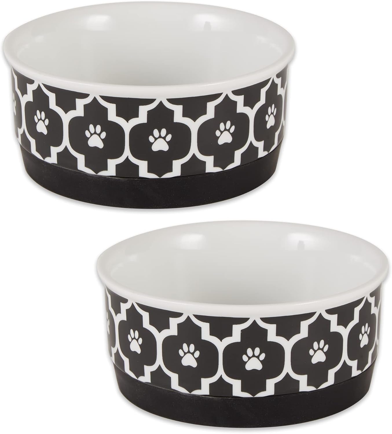 Ceramic Non‑Skid Pet Bowls 🍽️🐾 Set of 2 Lattice Design for Cats & Dogs – 4.25"