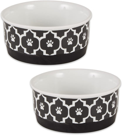 Ceramic Non‑Skid Pet Bowls 🍽️🐾 Set of 2 Lattice Design for Cats & Dogs – 4.25"