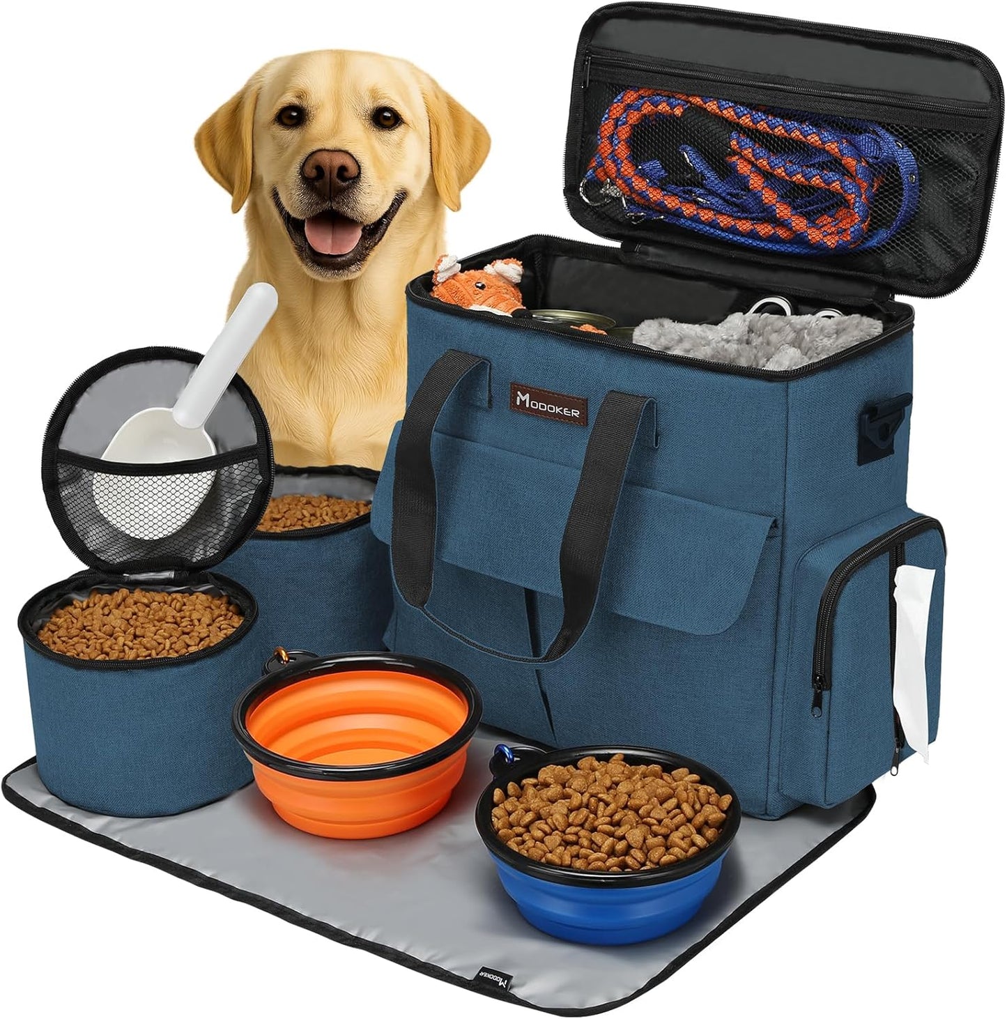 Modoker Dog Travel Bag ✈️🐾 Airline‑Approved Weekend Organizer w/ Bowls & Food Bags