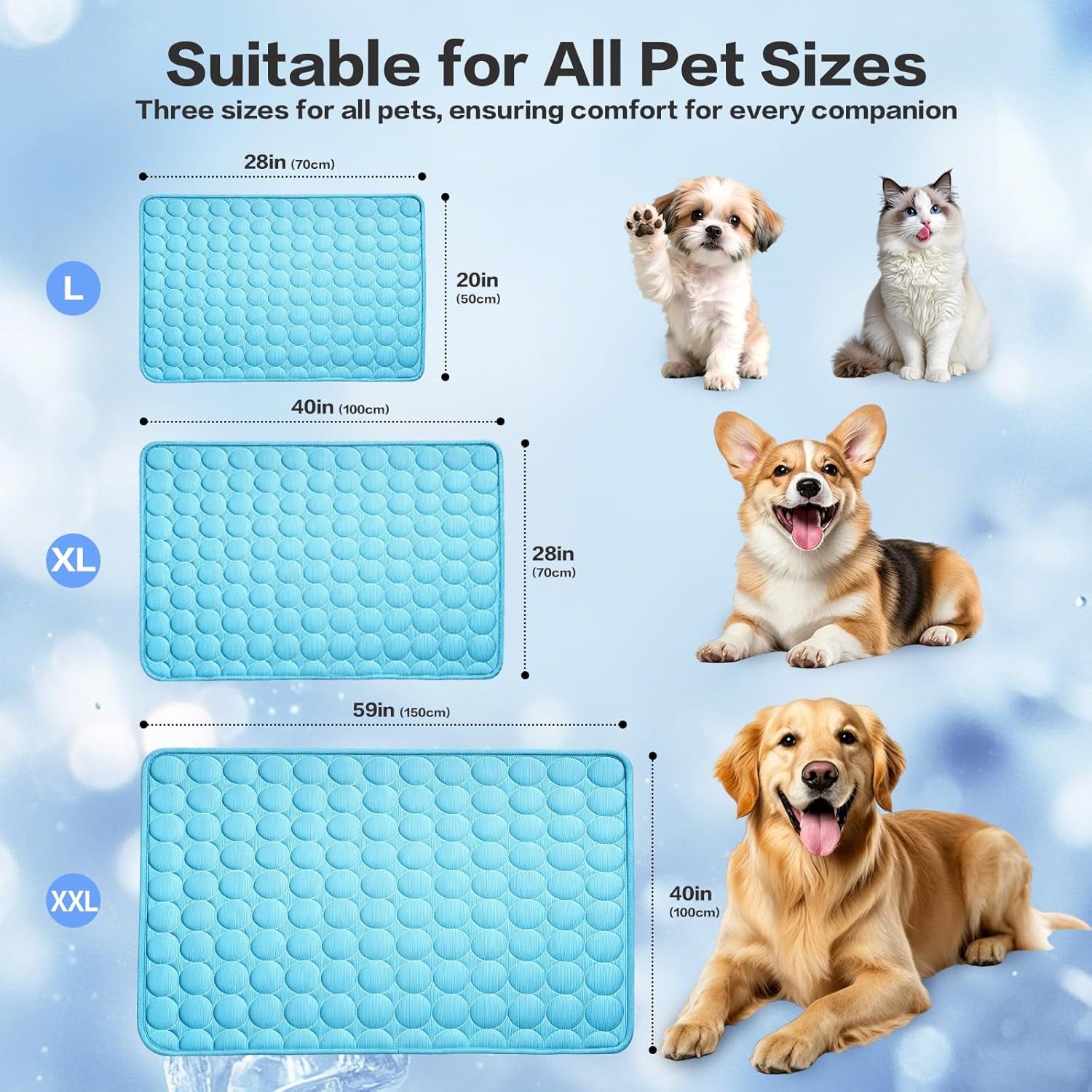 Ultimate Pet Cooling Mat - Washable Non-Slip Chill Pad for Dogs & Cats, Ideal for All Sizes, Indoor & Outdoor Use