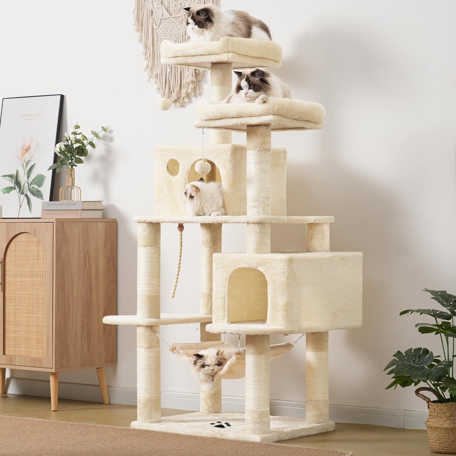 Scratch‑Resistant Cat Tree Condo 🐾✨ Multi‑Level Tower with Hammock for Large Cats
