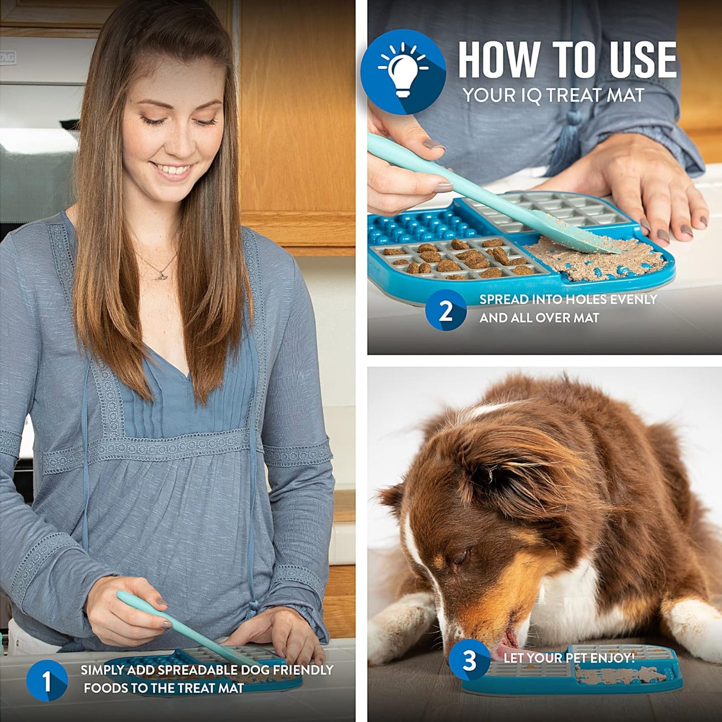 IQ Treat Lick Mat for Dogs & Cats - Slow Feeder & Enrichment Toy Made in the USA!