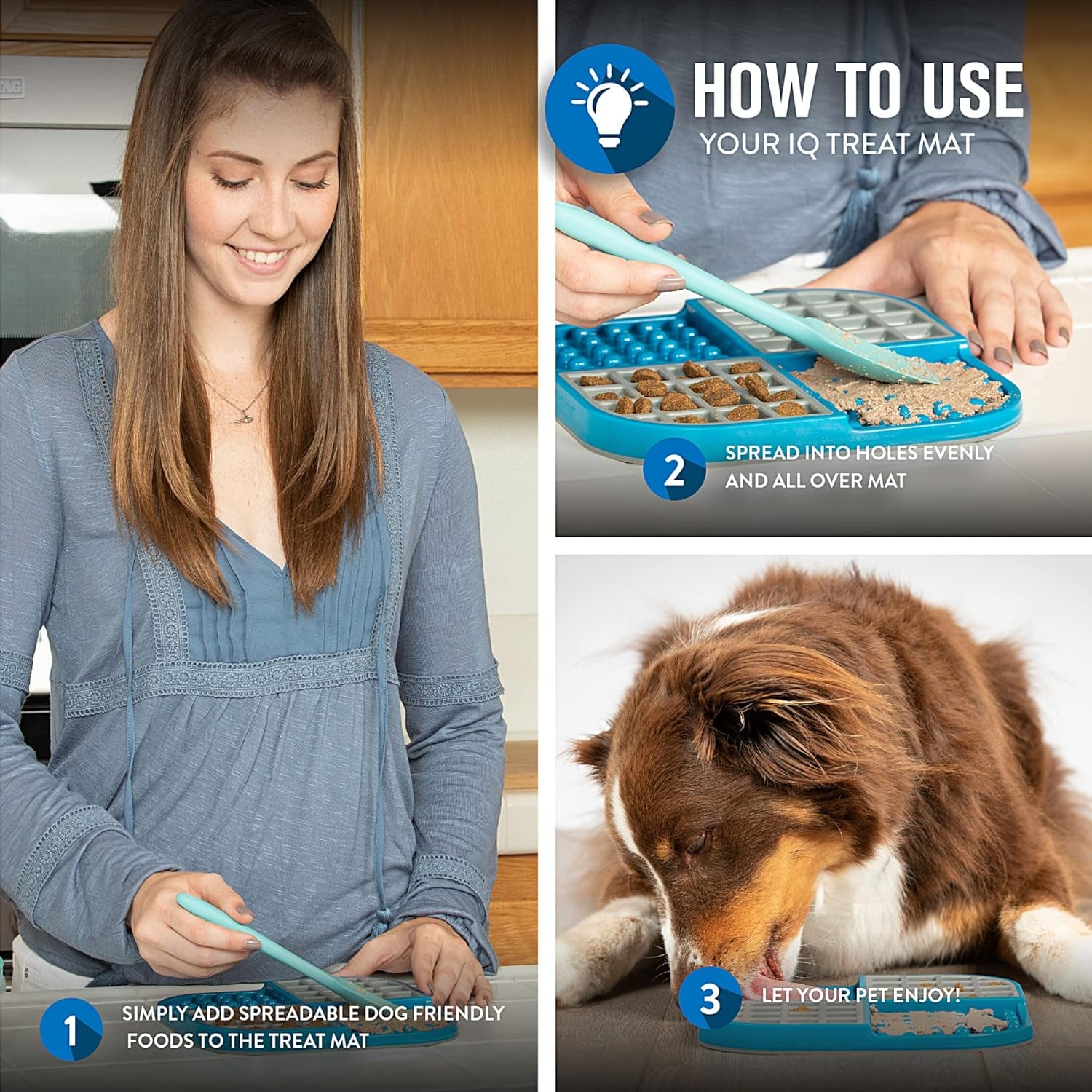 IQ Treat Lick Mat for Dogs & Cats - Slow Feeder & Enrichment Toy Made in the USA!