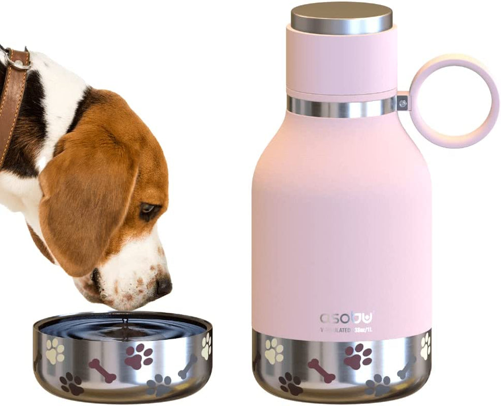 Dog Buddy Bottle 🐾✨ Stainless Steel Insulated Water Bottle with Detachable Dog Bowl & Treat Storage