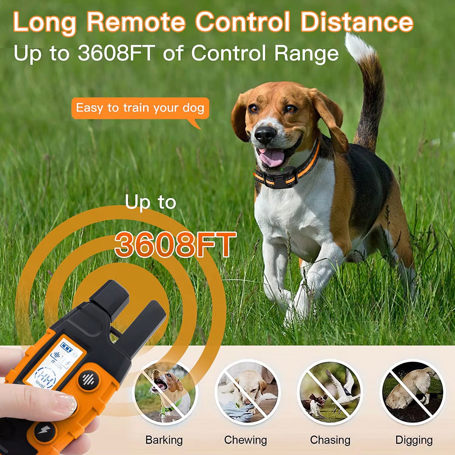 Long‑Range 3300Ft Dog Training Collar – Waterproof Remote, Shock & Vibration  