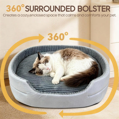 GTPLAYER Plush Dog Bed - Comfortable & Washable Pet Sofa with Waterproof Base, Non-Slip Design for Small to X-Large Dogs - Grey Color