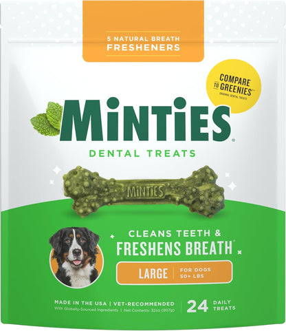 Minty Dental Chews for Dogs 🐶🌿 20ct Vet‑Recommended Treats Clean Teeth & Freshen Breath