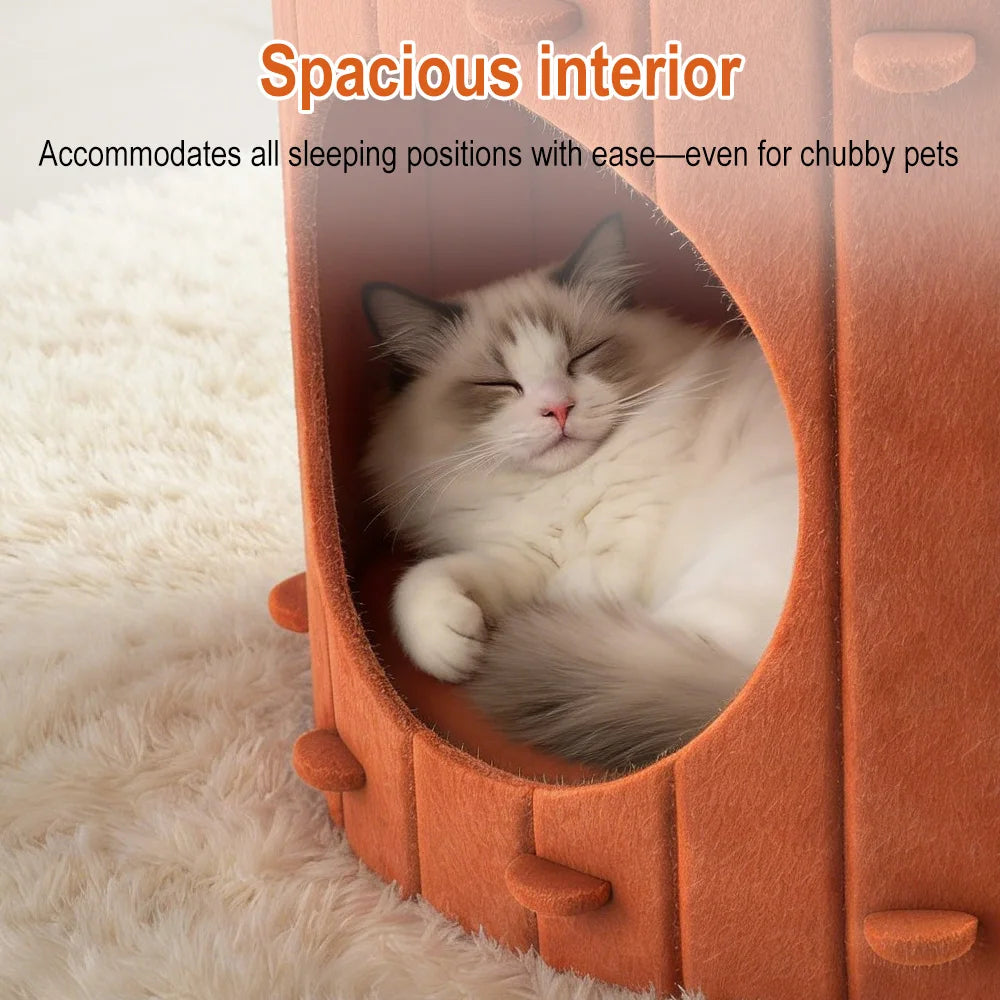 Felt Cloth Cat Nest Carrot Theme Bed Soft & Durable Detachable Pet Cave House Scratch Board Wear-Resistant Semi-Enclosed Cat Bed