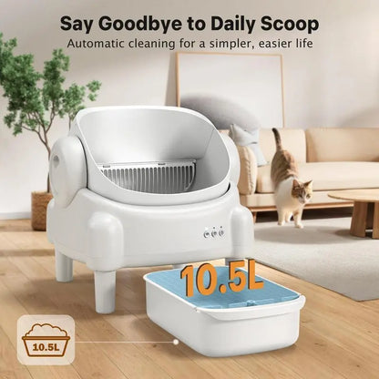 Smart Automatic Self-Cleaning Litter Box for Multiple Cats - Large Capacity with App Control & Odor Control - Includes 2 Roll Liners
