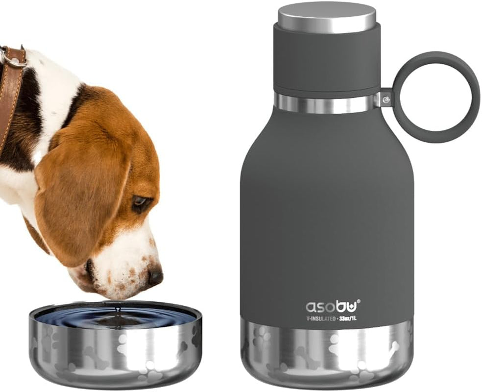 Dog Buddy Bottle 🐾✨ Stainless Steel Insulated Water Bottle with Detachable Dog Bowl & Treat Storage
