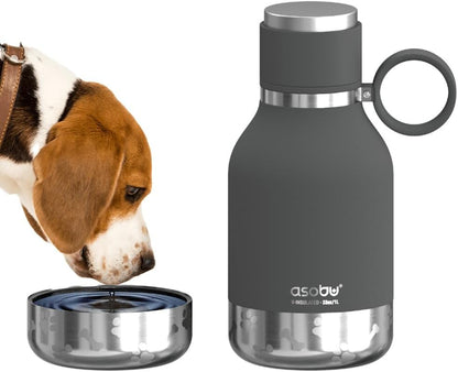 Dog Buddy Bottle 🐾✨ Stainless Steel Insulated Water Bottle with Detachable Dog Bowl & Treat Storage