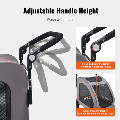 Ultimate Comfort Pet Stroller - 4-Wheel Carrier for Dogs Up to 160 lbs, Perfect for Any Adventure!