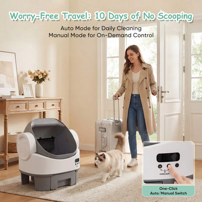 Warcat Next-Gen Automatic Self-Cleaning Cat Litter Box - Safe, Easy & App-Free Design!