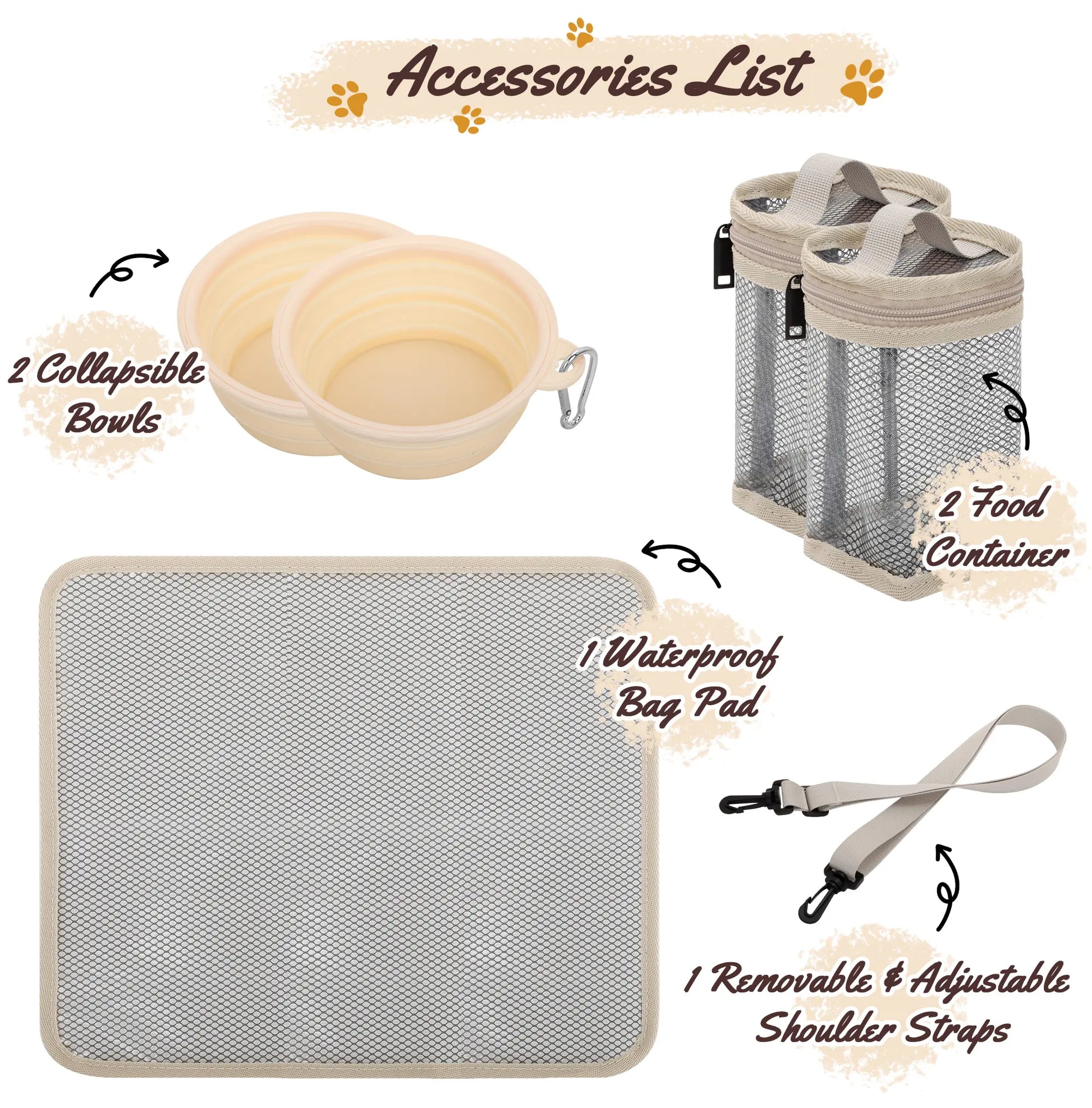 Ultimate Dog Travel Bag: Complete Pet Travel Kit with Food Containers & Collapsible Bowls for Adventurous Pets