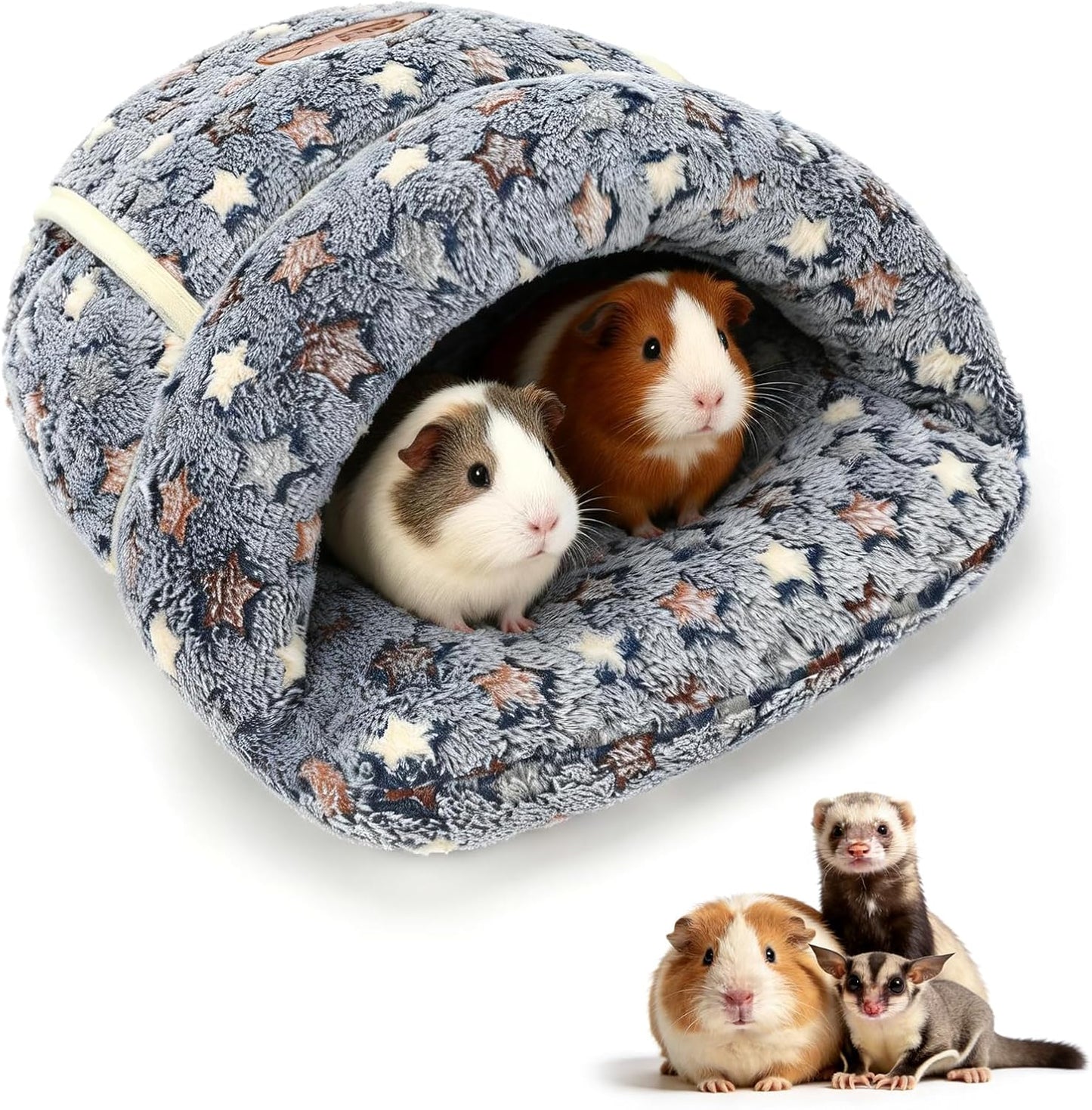 Plush Cuddle Cave Bed 🐹💙 Soft Washable Hideout for Guinea Pigs, Rats & Small Pets