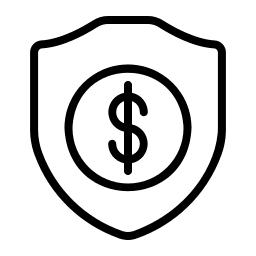 Shield icon with dollar sign, symbolizing secure payment or financial protection for pet supplies