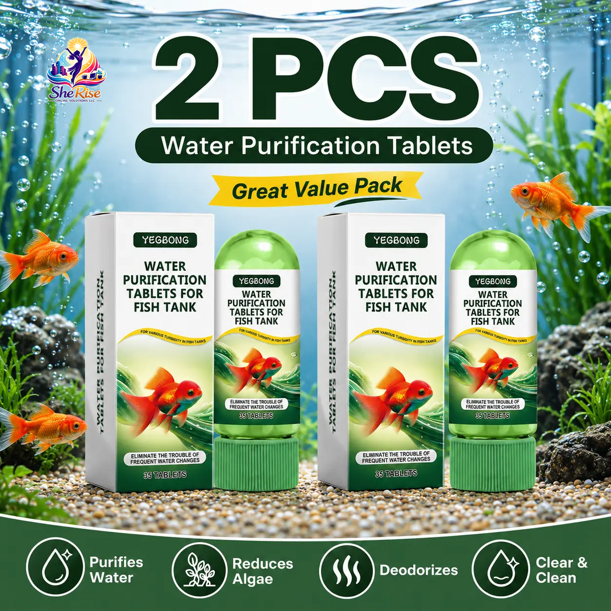 Transform Your Aquarium with 35 Powerful Water Purification Tablets for Crystal-Clear Waters – Banish Algae, Sludge, and Odors!