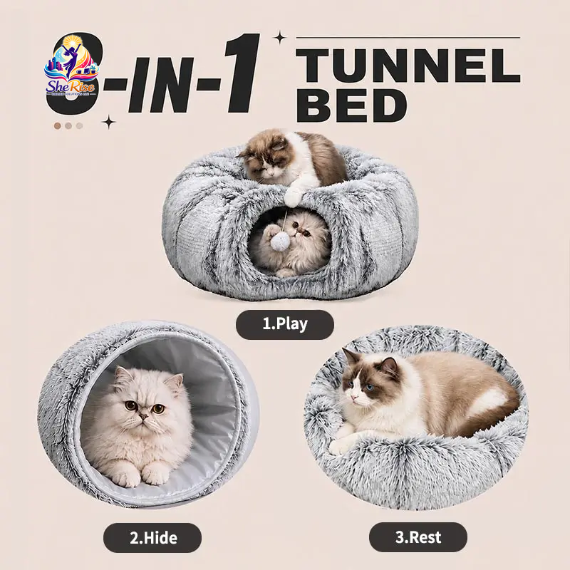 Transform your cat's playtime! 🐾🥳 Discover our 2-in-1 Cat Tunnel Bed - the ultimate cozy haven & interactive playground for your feline friend! 💤🐱 Machine washable, foldable, and scratch-resistant to keep boredom at bay. Perfect for endless fun! ✨#CatLovers #KittenJoy