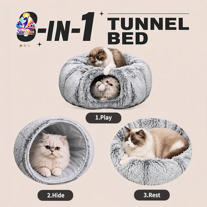 Transform your cat's playtime! 🐾🥳 Discover our 2-in-1 Cat Tunnel Bed - the ultimate cozy haven & interactive playground for your feline friend! 💤🐱 Machine washable, foldable, and scratch-resistant to keep boredom at bay. Perfect for endless fun! ✨#CatLovers #KittenJoy