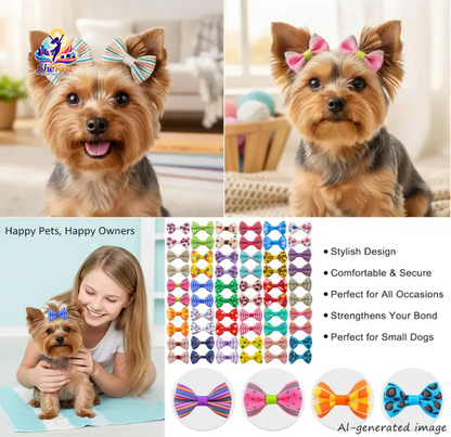 Adorable Small Dog Hair Bows with Clips - 60 Vibrant Pieces (30 Stylish Pairs) for Fashion-Forward Pups! 🐶💖 The Ultimate Grooming Accessory!