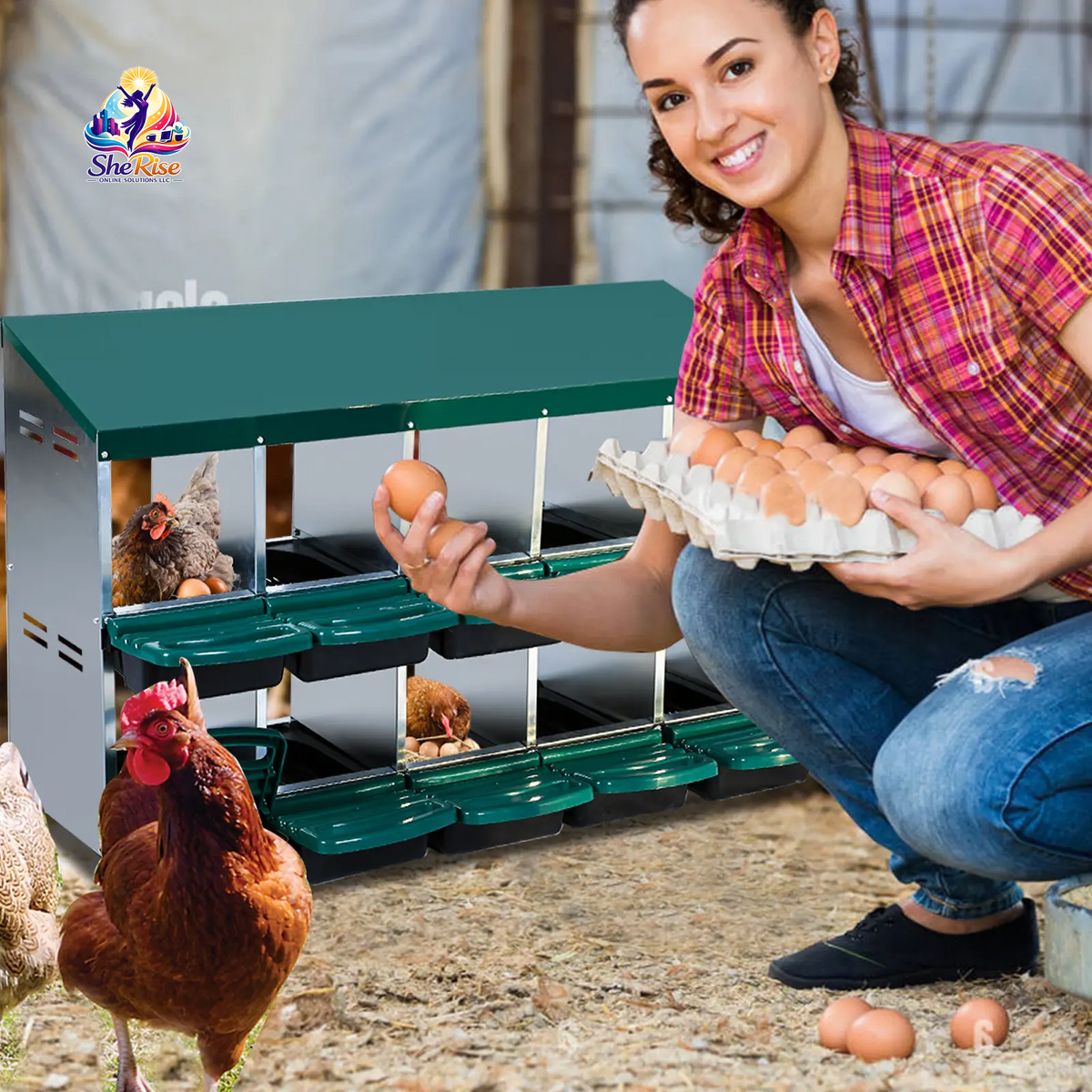 Upgrade Your Poultry Game with the GARVEE 2-Tier Galvanized Steel Chicken Nesting Box! 🐔🌱 Perfect for all seasons, features removable lid, rollaway tray & built-in ventilation! 🥚✨ #ChickenCoop #FarmLife #EggLayingHelper