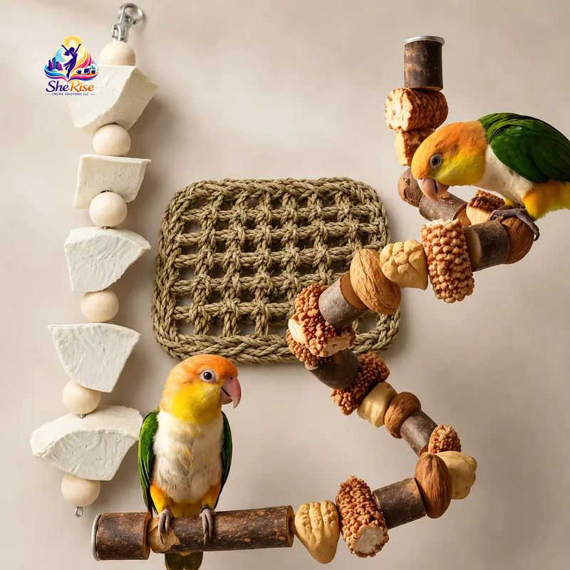 Delight Your Budgie with Our Hangable Natural Cuttlebone Chew Toy - Perfect for Beak Health and Calcium Boost!
