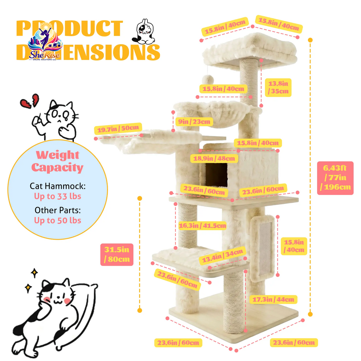 Elevate Your Home with the HOOMIC 77" Cat Tree - The Ultimate Playground for Your Feline Friends!
