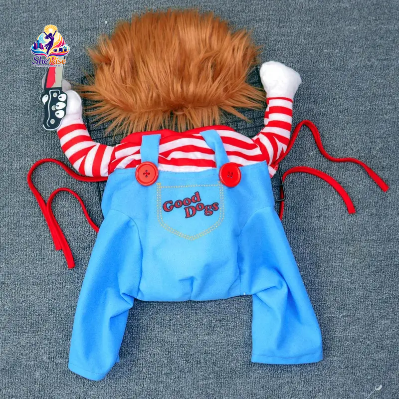 Get Your Furry Friend Ready for Halloween with Our Fun Chucky Costume for Dogs & Cats of All Sizes! 🎃🐾