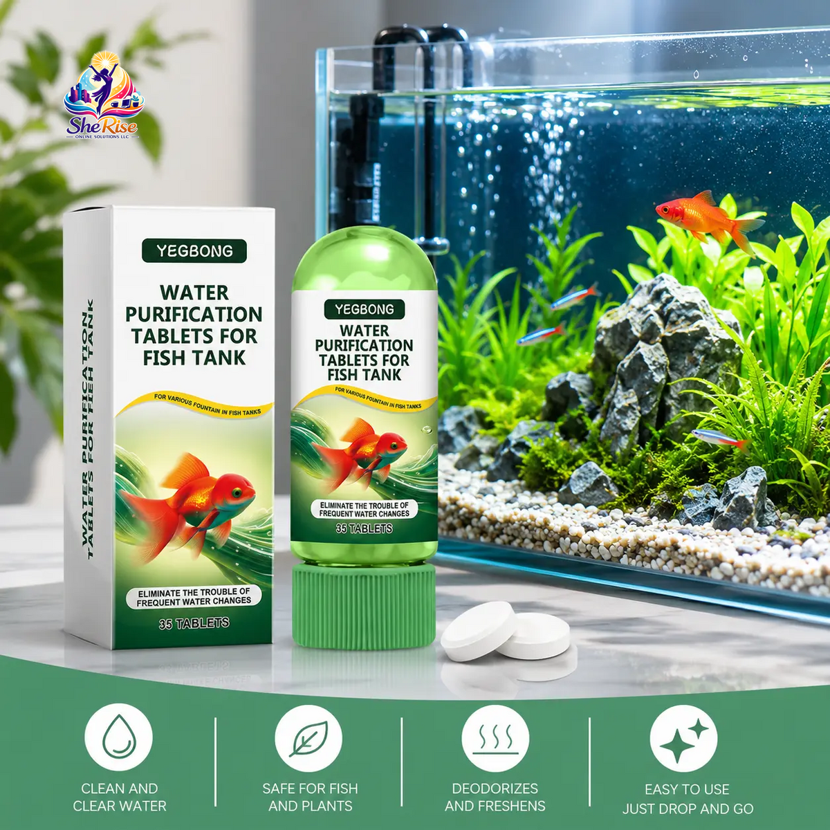 Transform Your Aquarium with 35 Powerful Water Purification Tablets for Crystal-Clear Waters – Banish Algae, Sludge, and Odors!