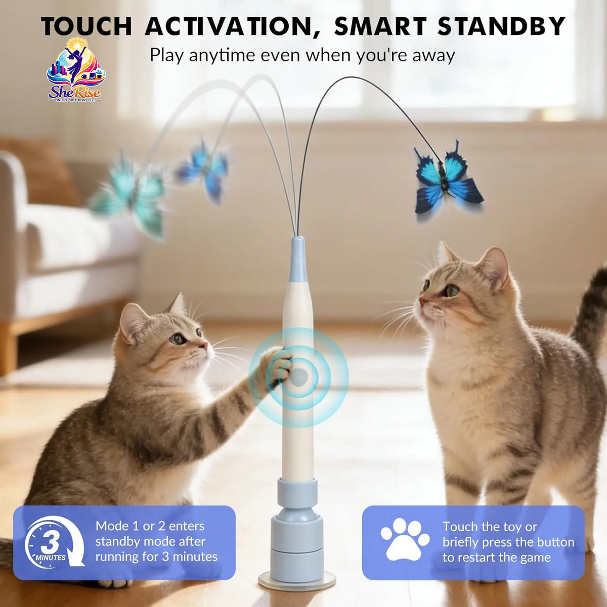 Unleash Your Cat's Playful Spirit with the Rotating Butterfly Interactive Toy - USB Rechargeable Fun for All Ages!