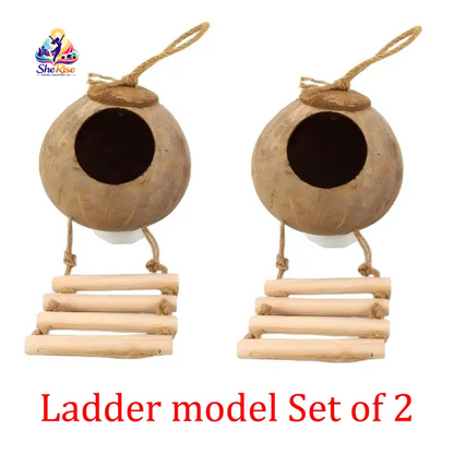 Transform your birdie's space with our Natural Coconut Shell Hanging Birdhouse! 🌴🐦 Featuring a cozy perch and a fun 4-step wooden ladder, it's the perfect retreat for your small birds like Conures and Parrots. 🥰🌼 #BirdHouse #PetLovers