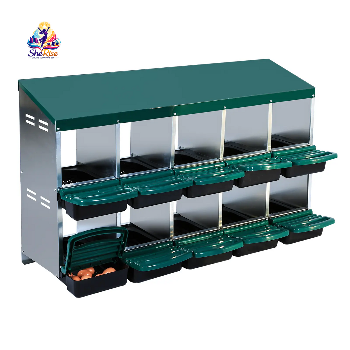 Upgrade Your Poultry Game with the GARVEE 2-Tier Galvanized Steel Chicken Nesting Box! 🐔🌱 Perfect for all seasons, features removable lid, rollaway tray & built-in ventilation! 🥚✨ #ChickenCoop #FarmLife #EggLayingHelper