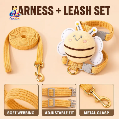 Transform Your Pet's Style with Our Adorable Cat Bee Costume Harness & Leash Set - Perfect for Safe Walks with Small to Medium Cats & Rabbits!