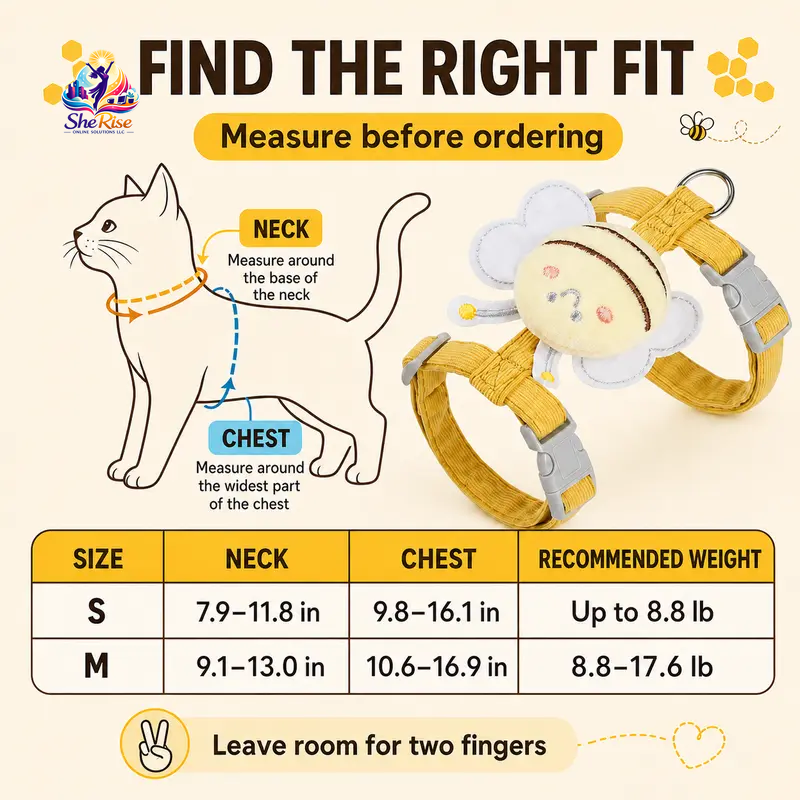 Transform Your Pet's Style with Our Adorable Cat Bee Costume Harness & Leash Set - Perfect for Safe Walks with Small to Medium Cats & Rabbits!