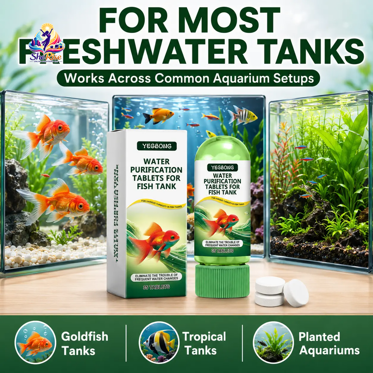 Transform Your Aquarium with 35 Powerful Water Purification Tablets for Crystal-Clear Waters – Banish Algae, Sludge, and Odors!