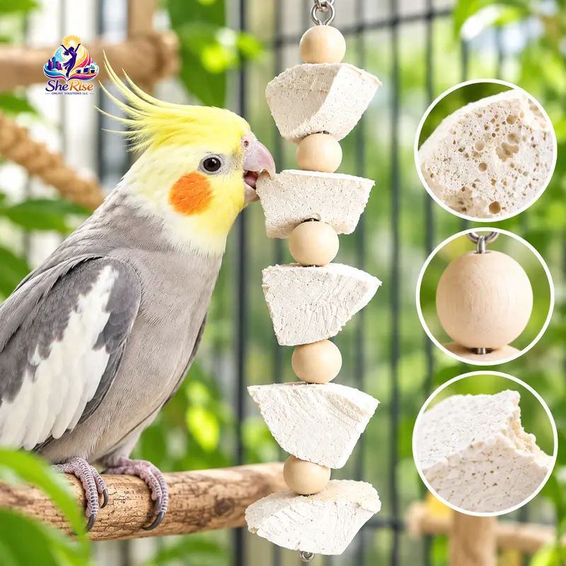 Delight Your Budgie with Our Hangable Natural Cuttlebone Chew Toy - Perfect for Beak Health and Calcium Boost!