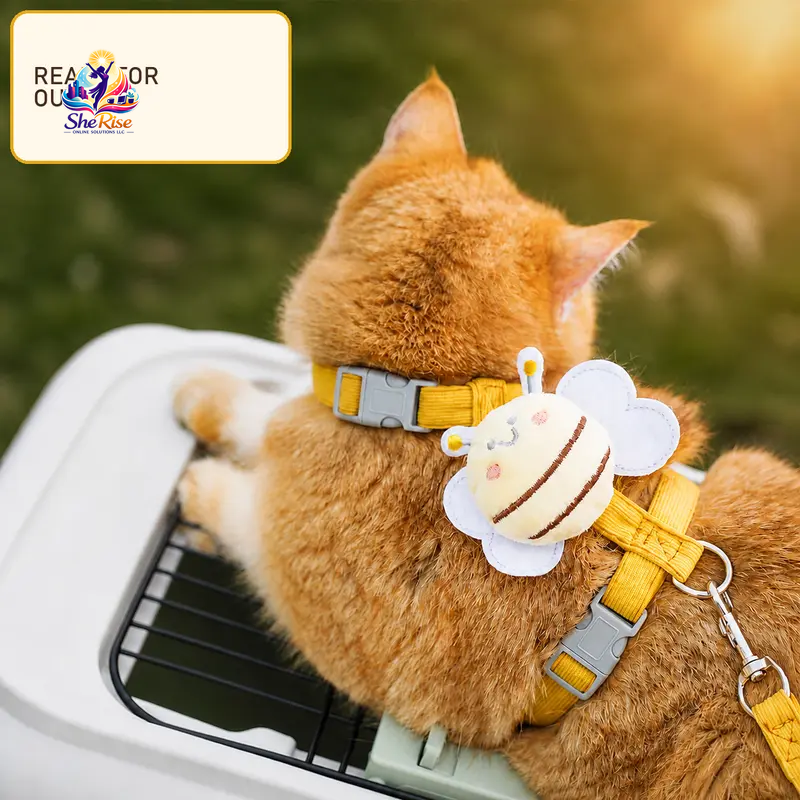 Transform Your Pet's Style with Our Adorable Cat Bee Costume Harness & Leash Set - Perfect for Safe Walks with Small to Medium Cats & Rabbits!